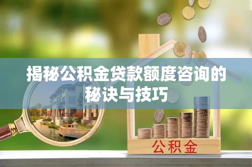 红塔揭秘公积金贷款额度咨询的秘诀与技巧